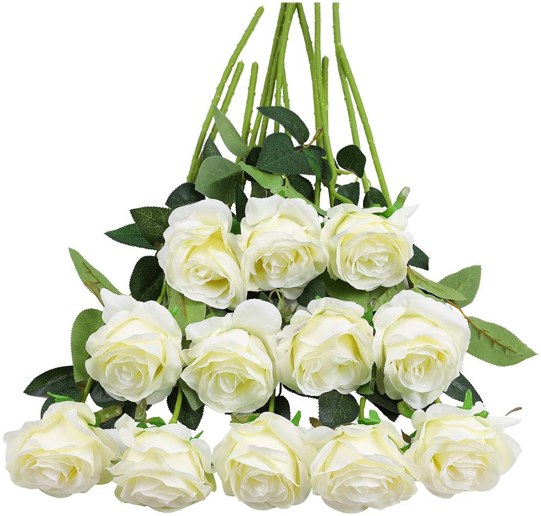 Rose blanche artificielle - L 20 cm – Image 2