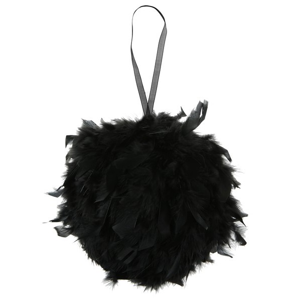 Boule de plumes noire - 10 cm