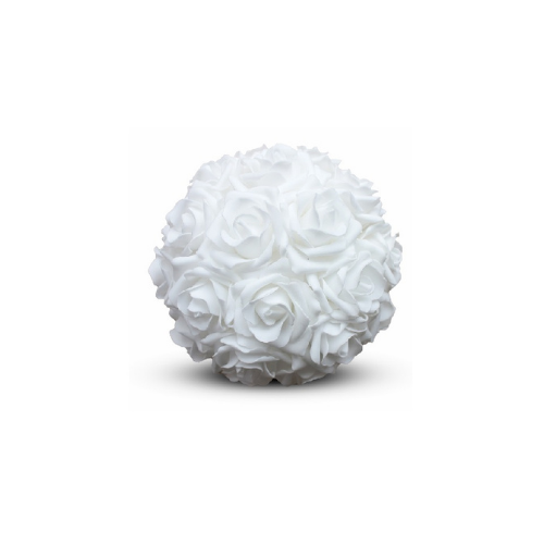Boule de roses en feutre blanc - D 30 cm