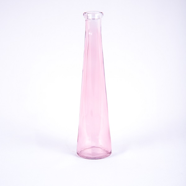 Petite bouteille en verre rose - 22 cm