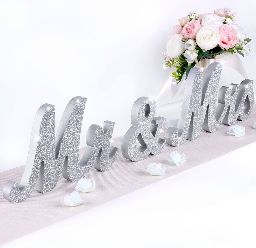 Lettres MR & MRS argenté - H 15 cm