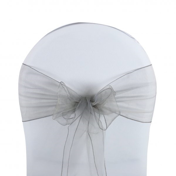 Nœud en organza argent