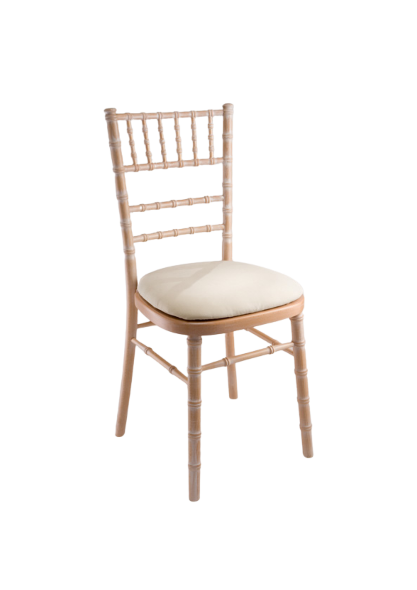 Chaise en bois cérusé avec assise blanche