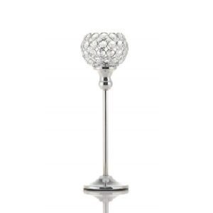 Bougeoir cristal sur pied - 35 cm