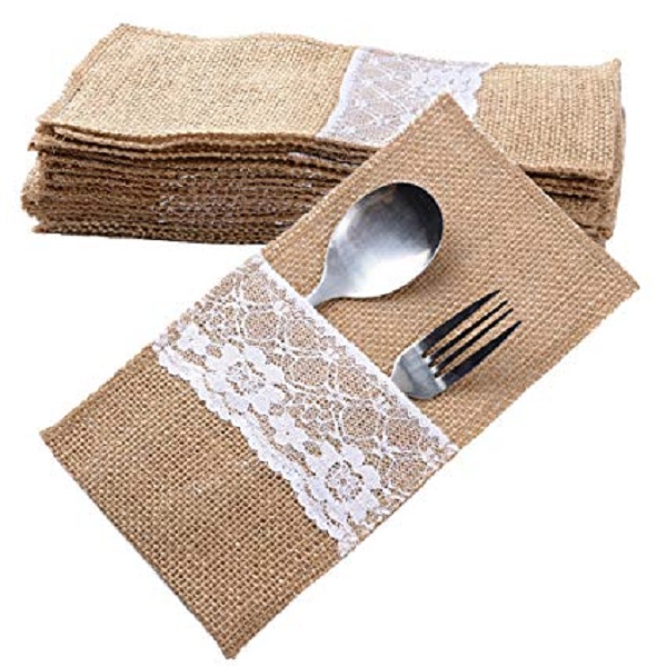 Pochette couverts toile de jute