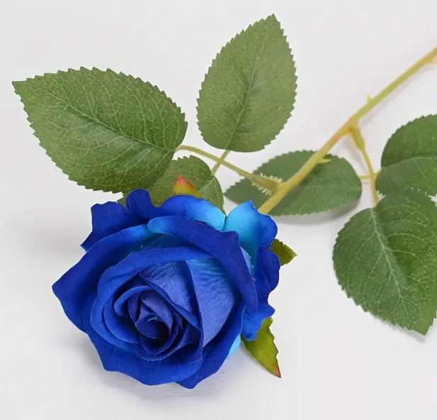 Rose bleue artificielle - L 20 cm