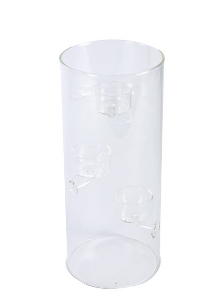 Vase avec supports à bougies en verre - 28 cm